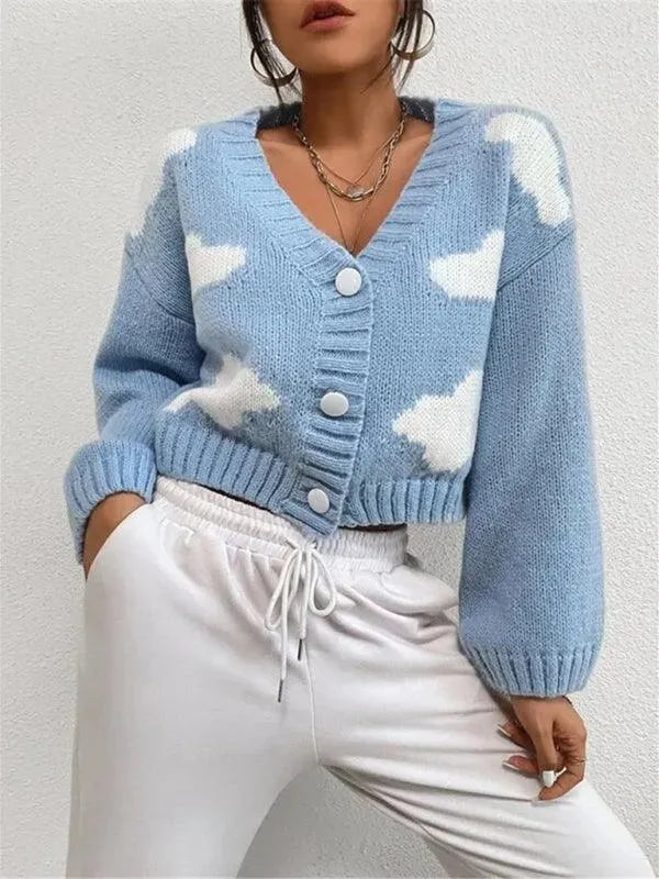 Stilvolle Damenstrickjacke Kurz Pullover