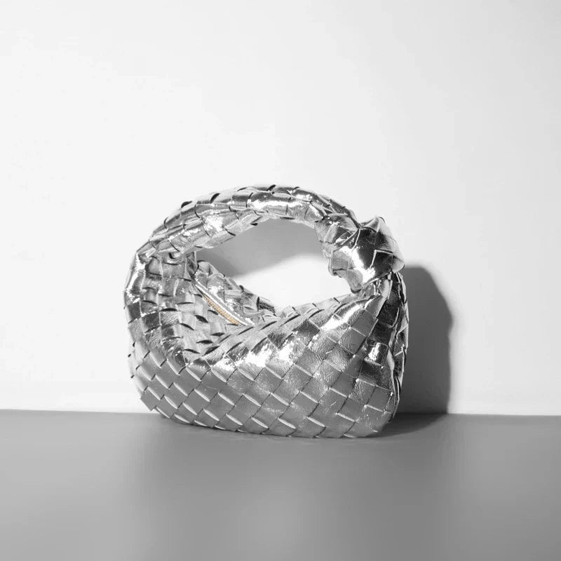 Luxus Handtasche Metallic Geflochten Eleganz