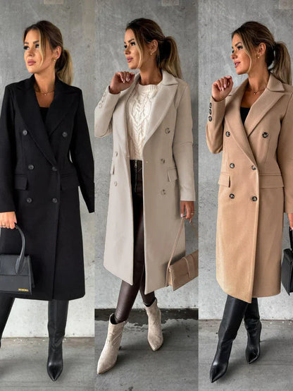 Damen-Wintermantel Revers-Style Warm Modern - IdealeKleiden
