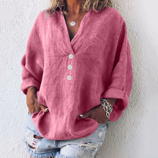Bequeme Damenbluse Elegant Knopfdesign - IdealeKleiden