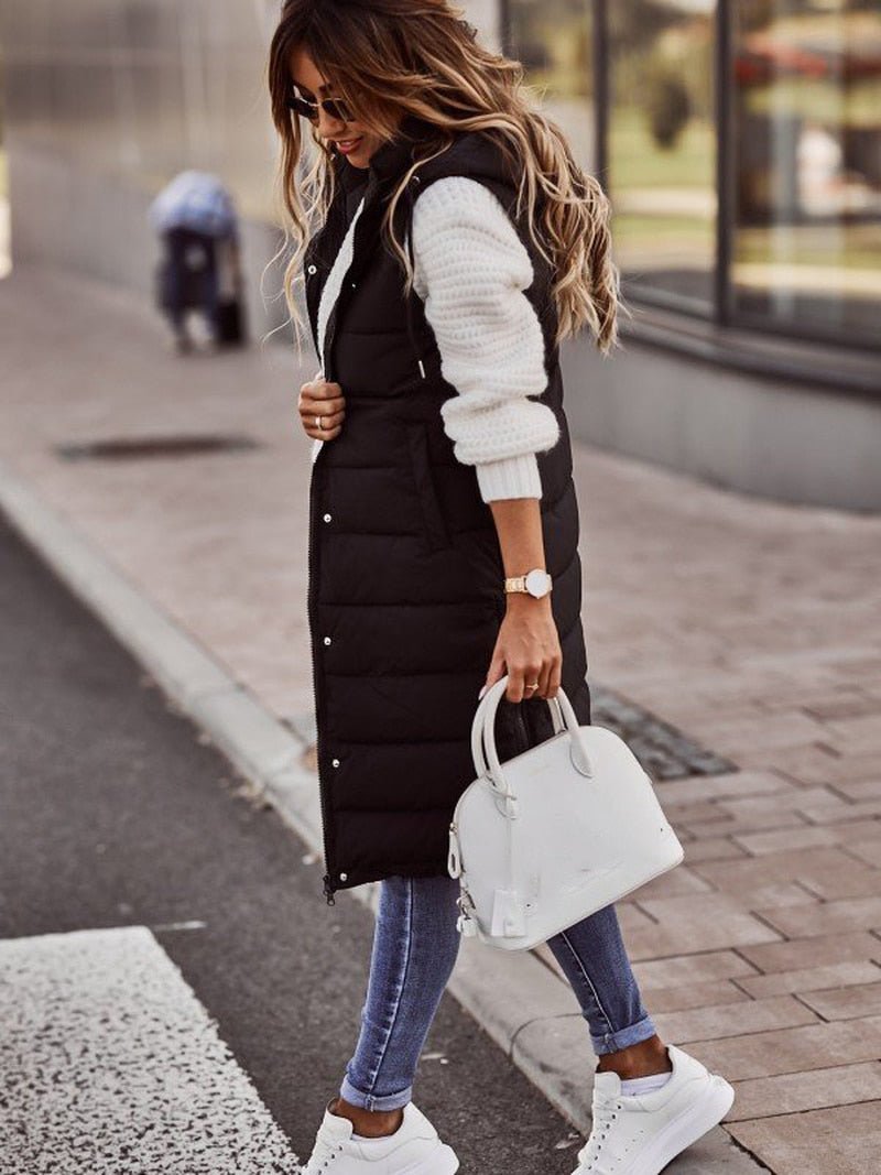 Weicher Damen Bodywarmer Knielang Bequem - IdealeKleiden