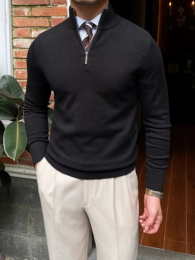 Bequemer Herren Pullover Halbzipp Modern - IdealeKleiden