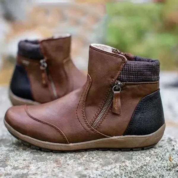 Damen Stiefeletten Bequem Leder Schnellverschluss - IdealeKleiden