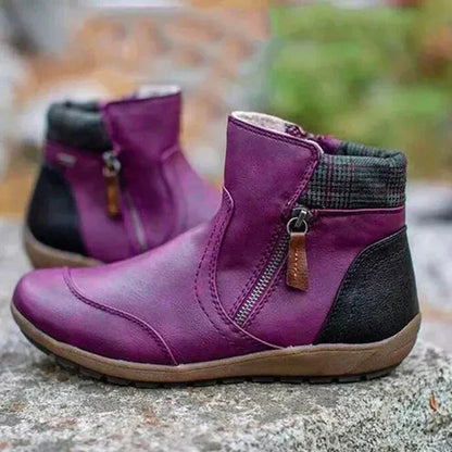 Damen Stiefeletten Bequem Leder Schnellverschluss