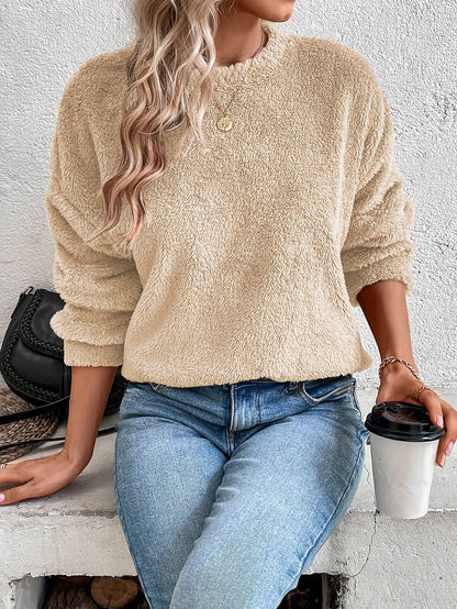 Weiches Teddy Pullover Sweatshirt Bequem