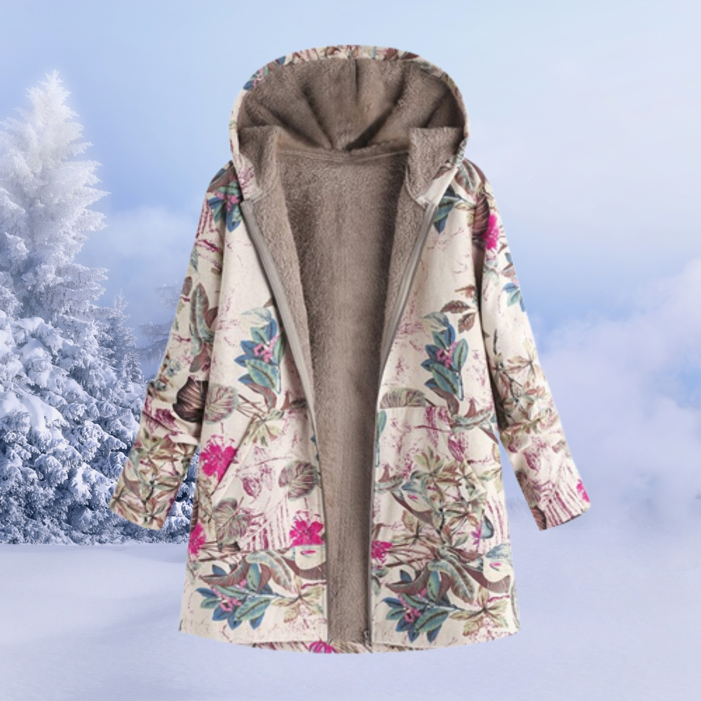 Stilvolle Damen Winterjacke Blumenmuster