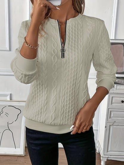 Damen Pullover Bequem Reißverschluss