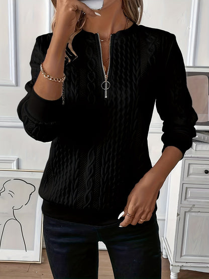 Damen Pullover Bequem Reißverschluss