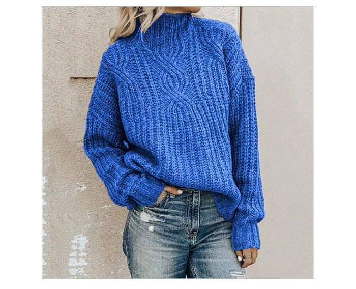 Bequemer Strickpullover Rollkragen Warm