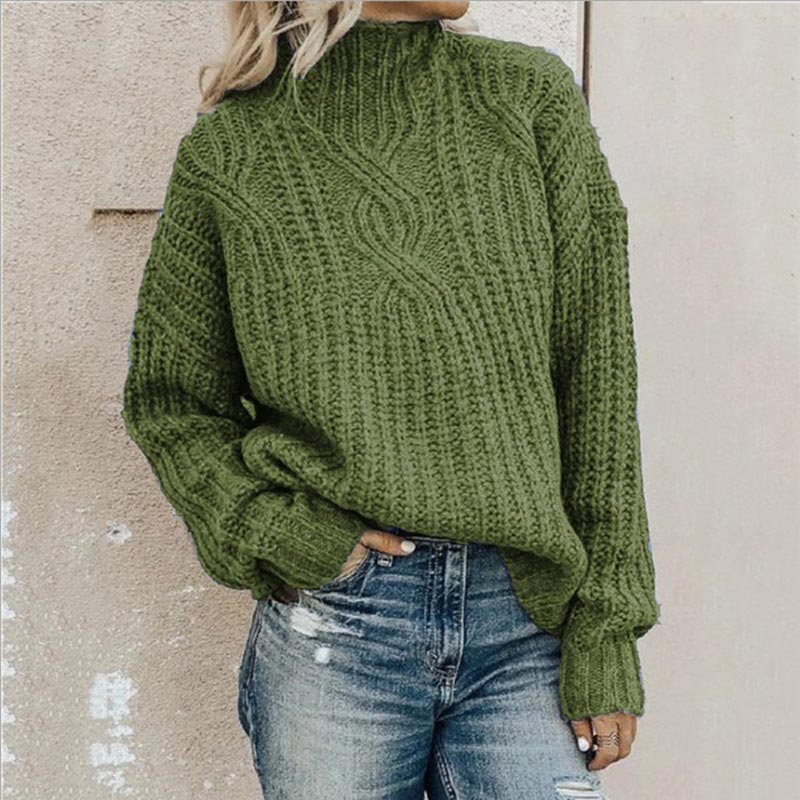 Bequemer Strickpullover Rollkragen Warm - IdealeKleiden