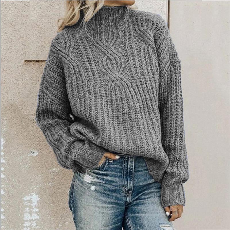 Bequemer Strickpullover Rollkragen Warm