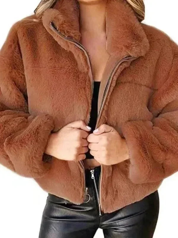 Bequeme Damen Fleecejacke Cropstyle