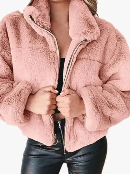 Bequeme Damen Fleecejacke Cropstyle