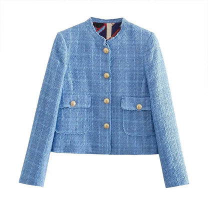 Stylische Damenblazer Kurz Tweedjacke Modern