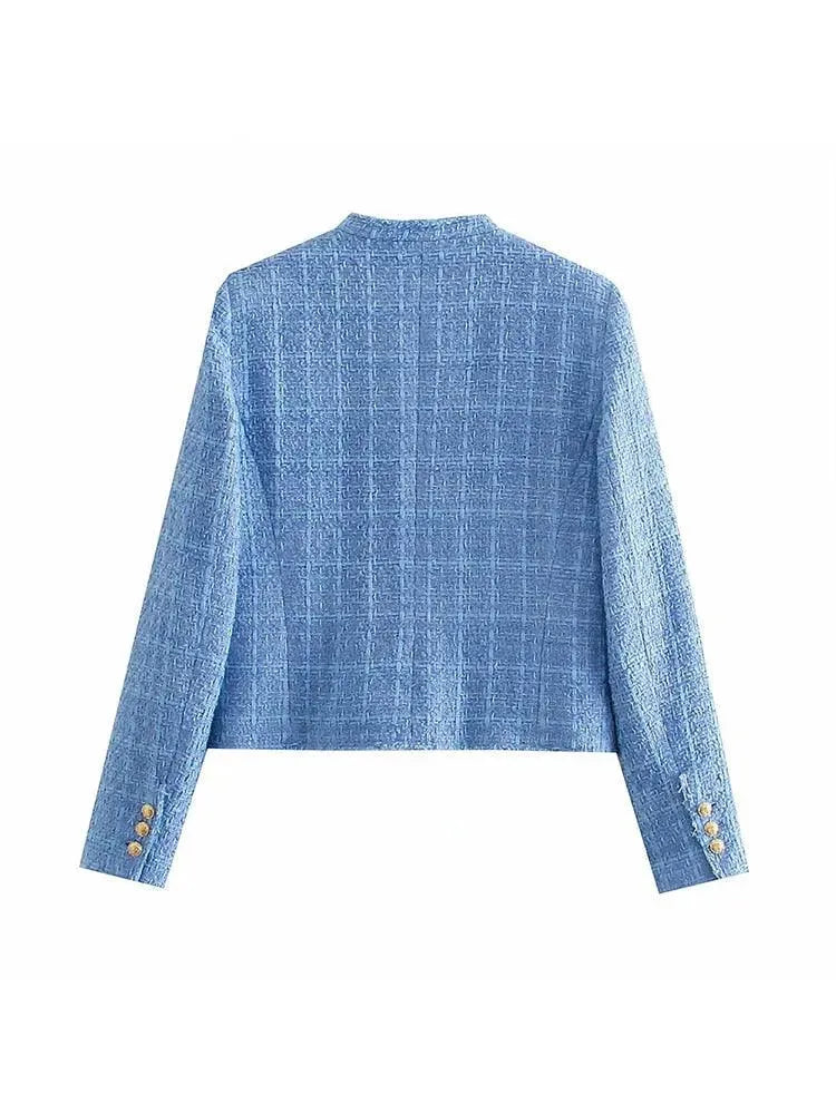 Stylische Damenblazer Kurz Tweedjacke Modern - IdealeKleiden