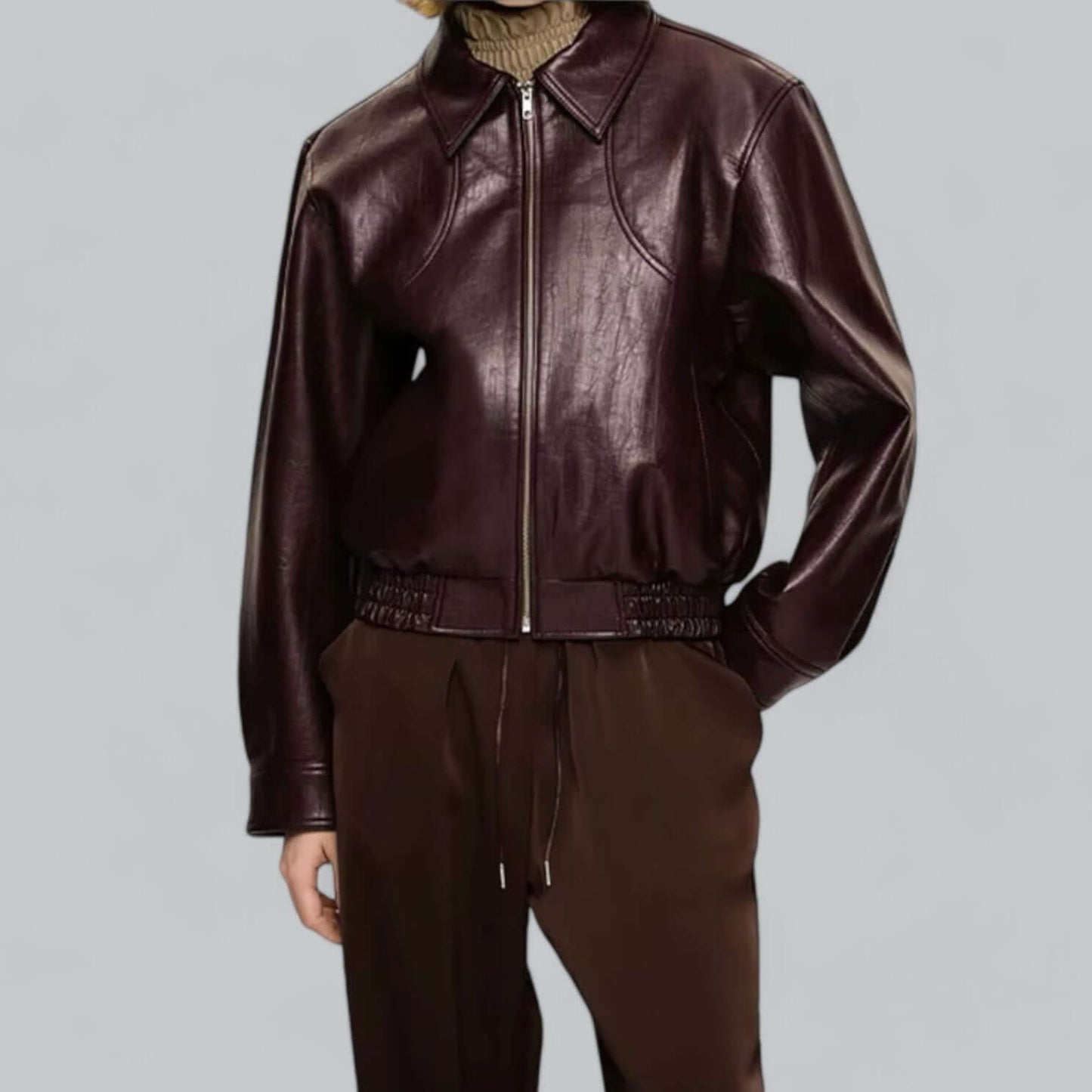 Unisex Lederjacke Vintage Style Echtleder Optik