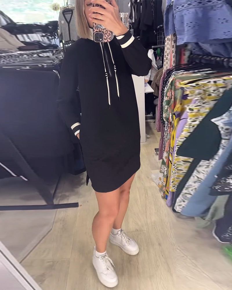 Elegantes Kleid Stehkragen Langärmlig Kordelverschluss