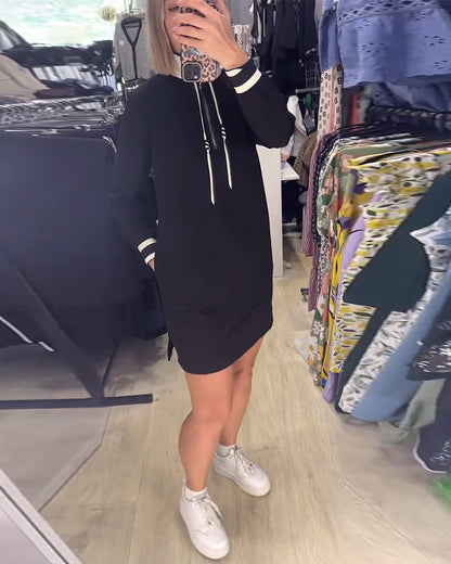 Elegantes Kleid Stehkragen Langärmlig Kordelverschluss