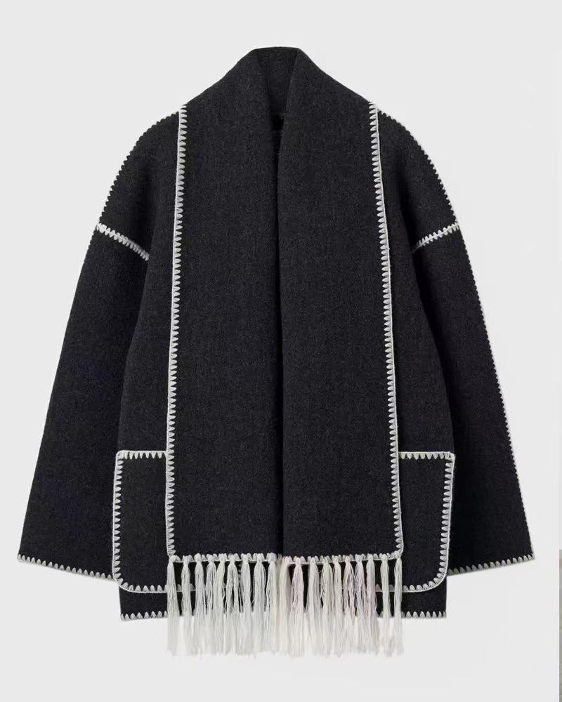 Klassischer Wollmantel Elegant Hepburn Stil Damencape - IdealeKleiden