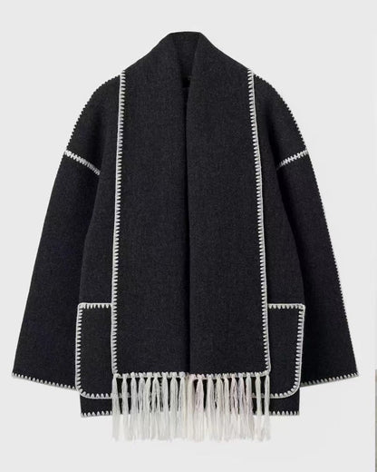Klassischer Wollmantel Elegant Hepburn Stil Damencape - IdealeKleiden