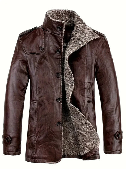 Herren Lederjacke Warm Fleece Innenfutter