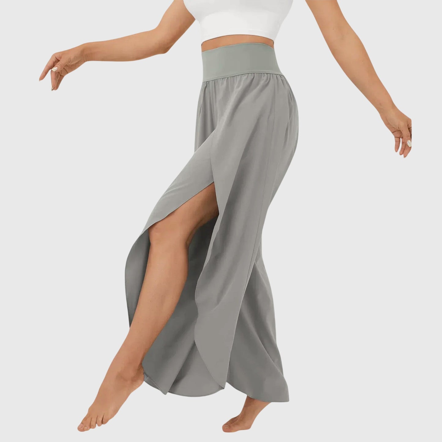Damen Boho-Hose Weit Bequem Schlitz