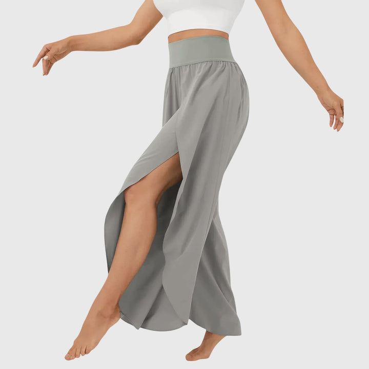 Damen Boho-Hose Weit Bequem Schlitz