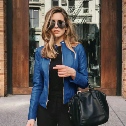Stilvolle Lederbikerjacke Italienisches Design