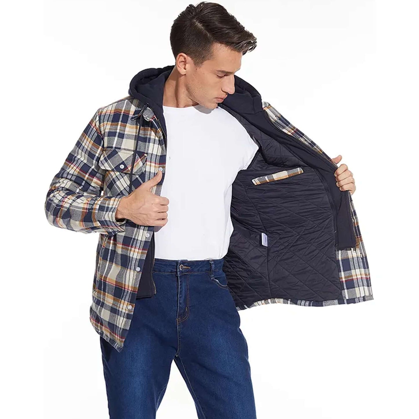 Herren Freizeitjacke Kariert Langarm Modern - IdealeKleiden