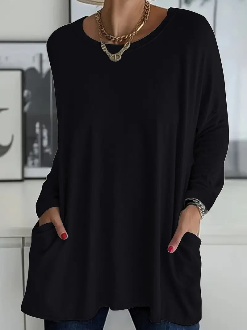 Damen Lockeres Langarmshirt Elegante Bluse - IdealeKleiden