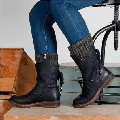 Modische Winterstiefeletten Zum Schnüren Elegant