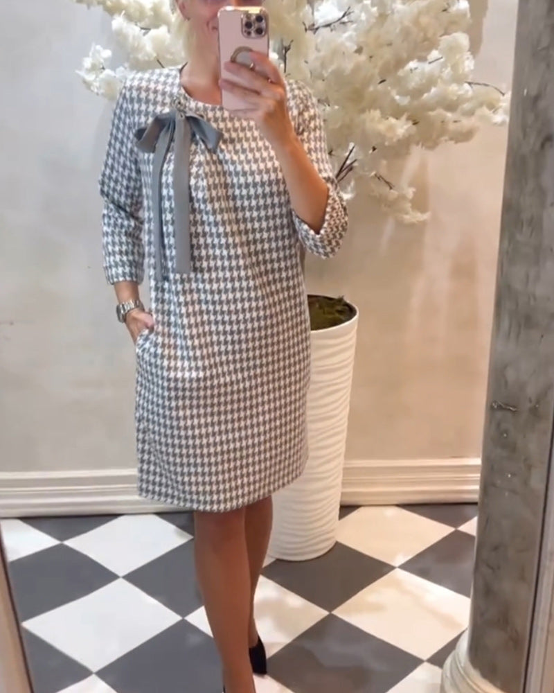 Kleid Elegant Hahnentritt Design