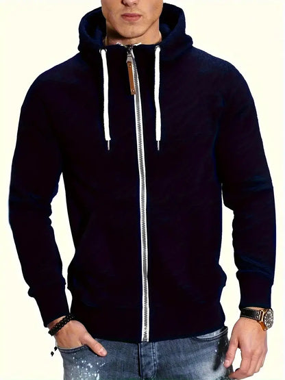 Herren Pullover Langarm Kapuze Reißverschluss