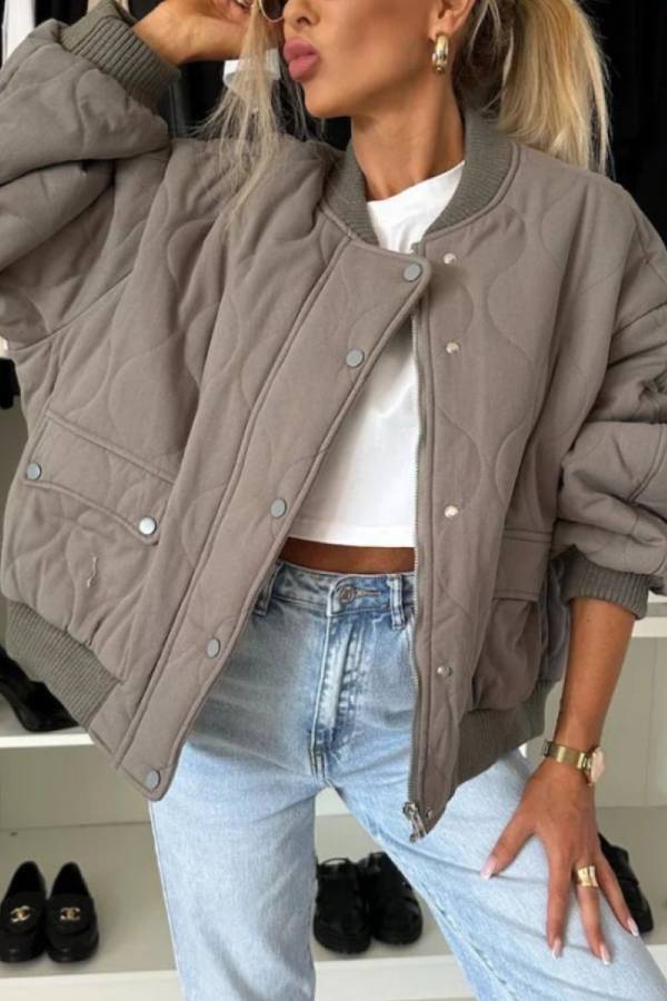 Stylische Herrenjacke Langarm Kragen Schnellverschluss