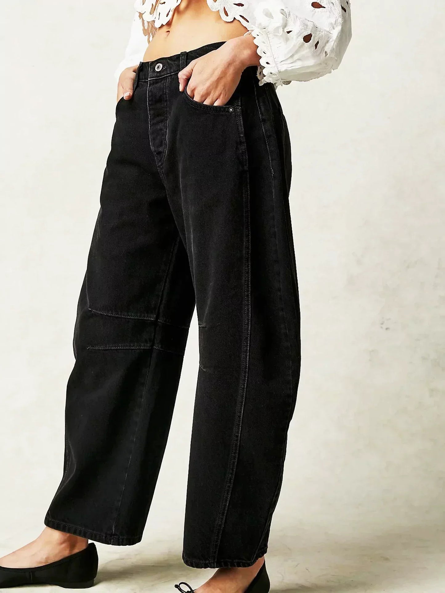 Damen Jeans Weitbein Trendy Bedruckt