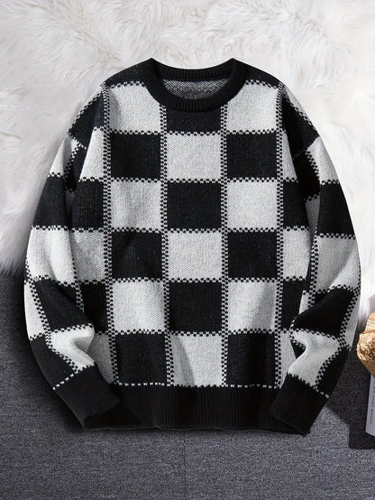 Schachmuster Pullover für Herren
