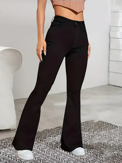 Hoch Taillierte Frauenjeans mit Flare Bein und Stretch