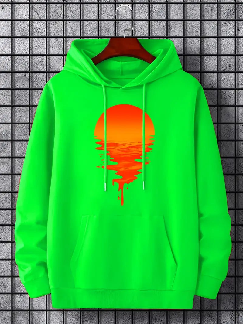 Herren Pullover Kapuze Sonnenuntergang Motiv