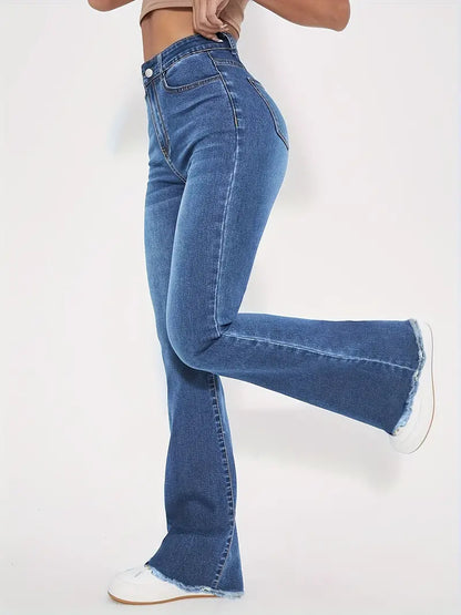 Stilvolle Skinny Jeans mit Rohsaum - IdealeKleiden