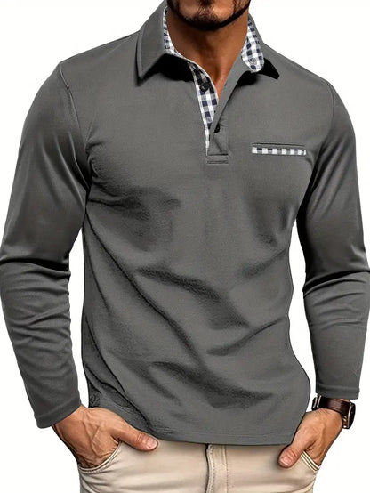 Herren Winter Polo Langarm Shirt Warm - IdealeKleiden