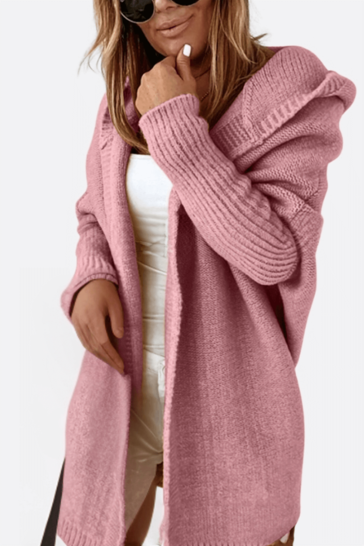 Damen Strickmantel Kapuzenparka