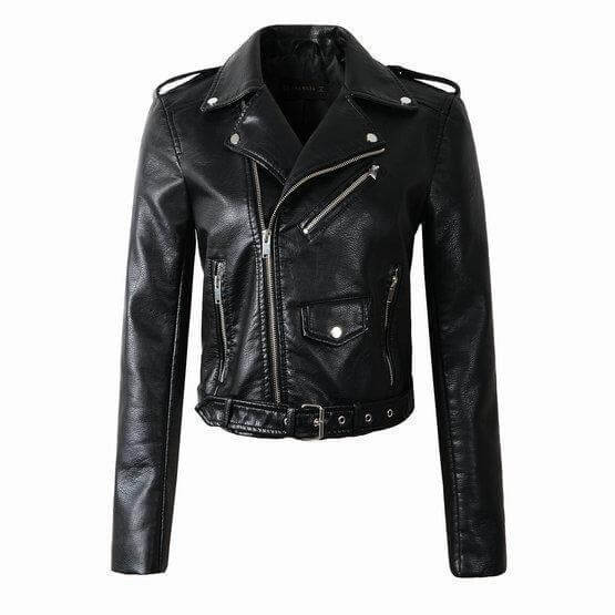 Frauen Lederjacke Biker Style - IdealeKleiden