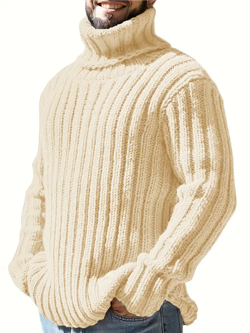 Einfarbig Rollkragen Pullover Herren Mode