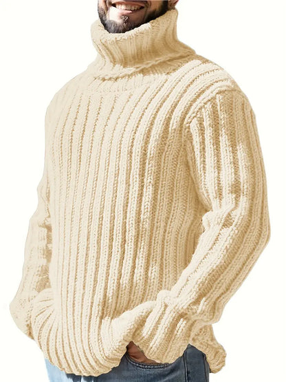 Einfarbig Rollkragen Pullover Herren Mode
