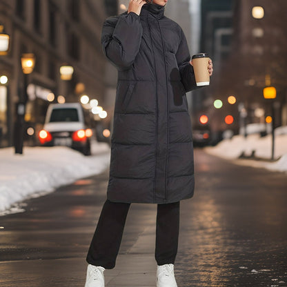 Damen Pufferjacke Lang Winterwarm - IdealeKleiden