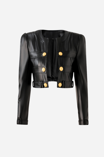 Stylisches Frauen Set | PU Lederjacke Minirock