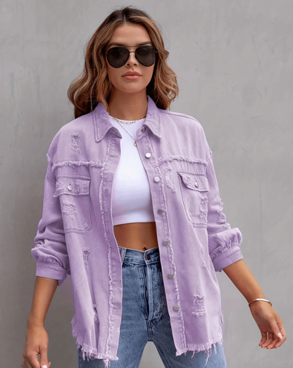 Richtige Ripped Denimjacke Übergröße