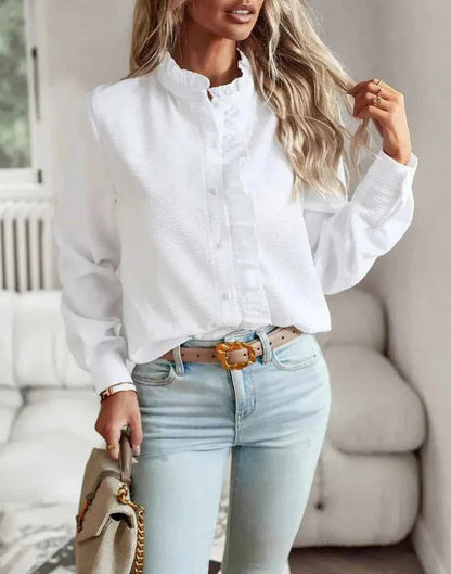 Elegante Damenbluse mit Rüschenkragen