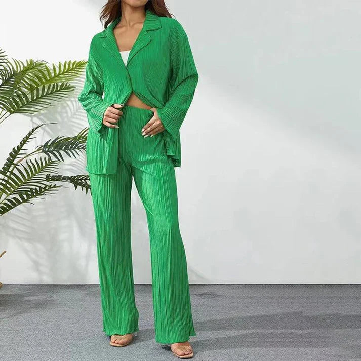 Damen Zweiteiler Set Plisserter Rock Elegant