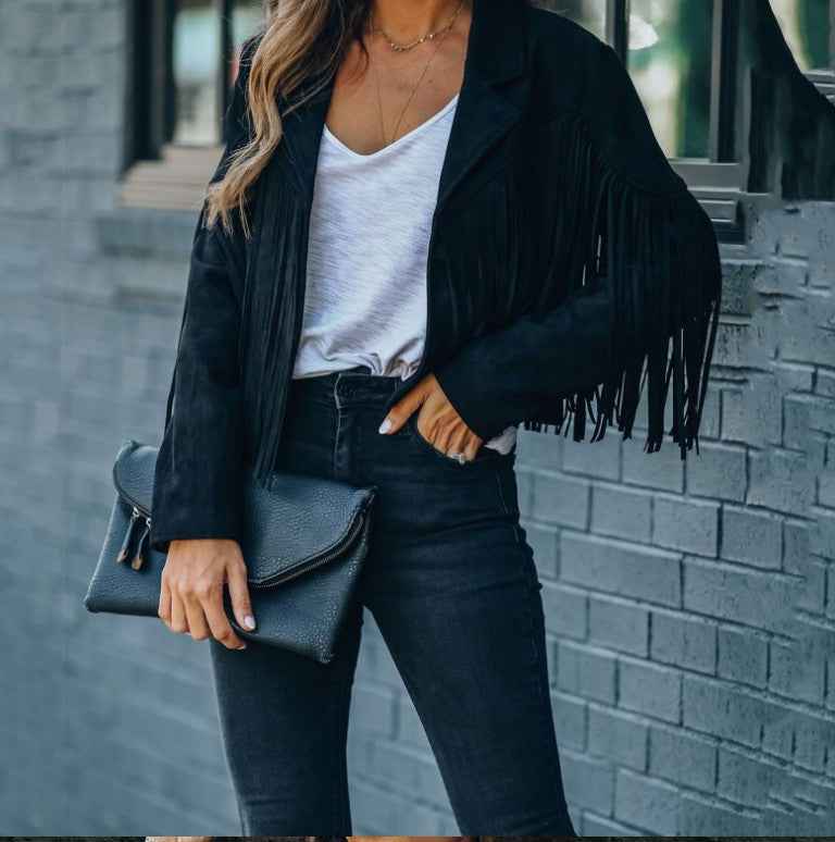 Damen Lederjacke Westerndesign Elegant - IdealeKleiden